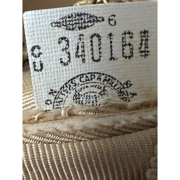 Vintage Khaki Peaked Cap With Lace Running Through Top - Picture 6 of 7